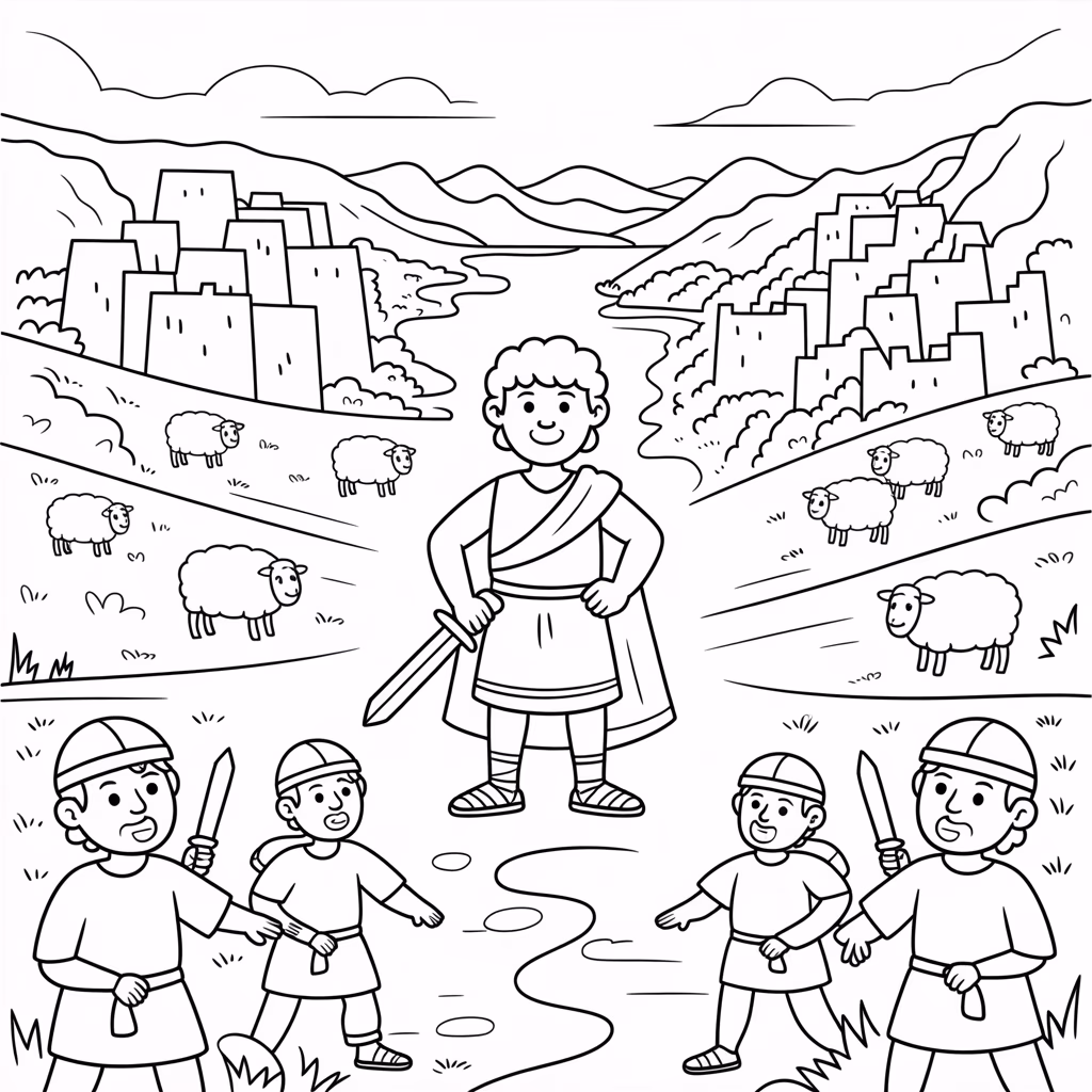 Joshua Conquers the Land Coloring Page