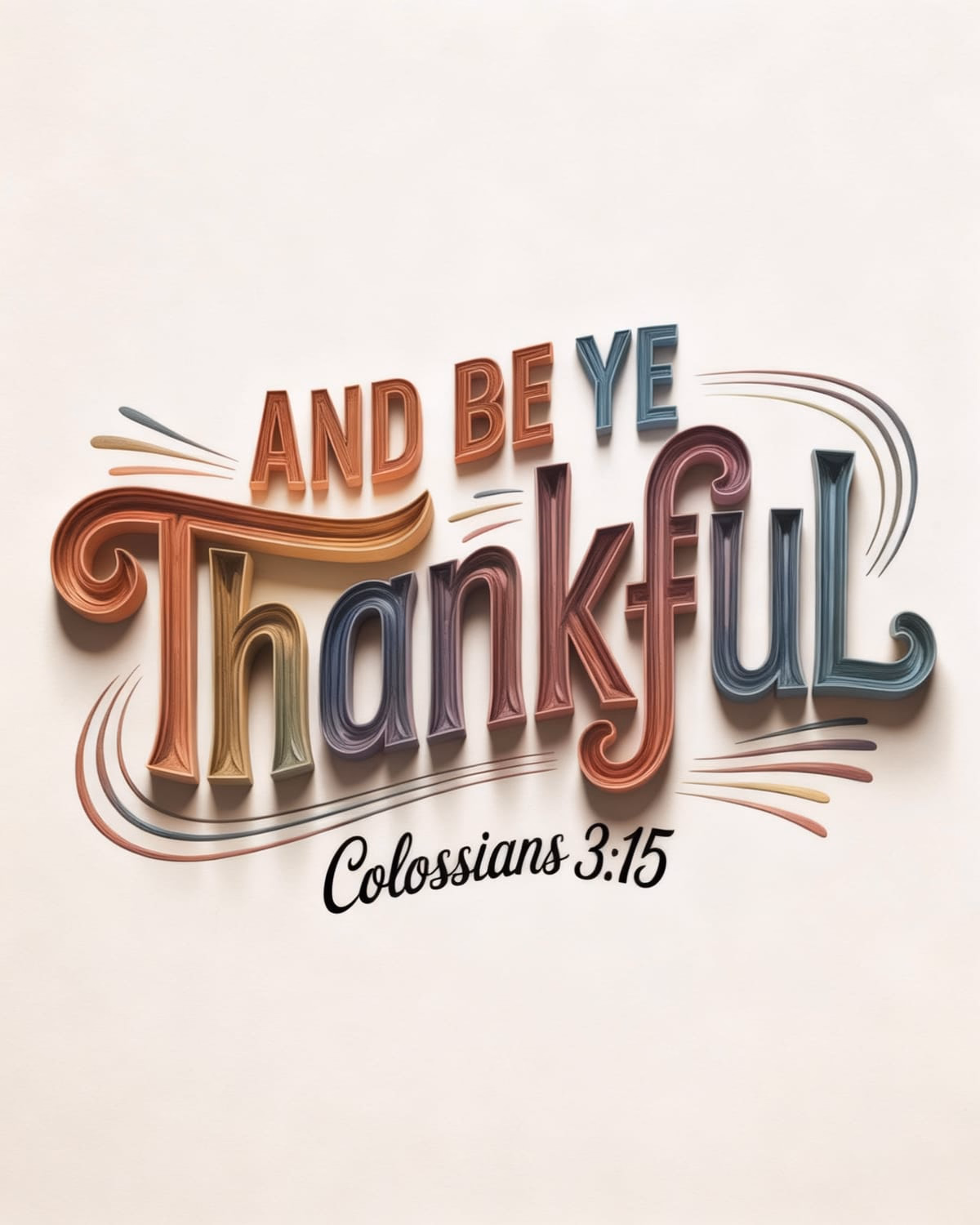 4:5 Thanksgiving scripture graphic reading And be ye thankful, Colossians 3:15