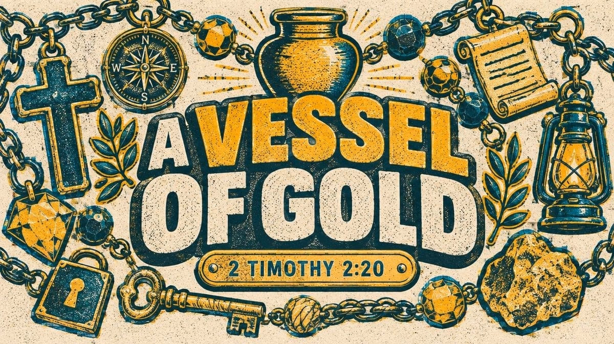 A Vessel of Gold sermon graphic blending Risograph and Trinket Charm