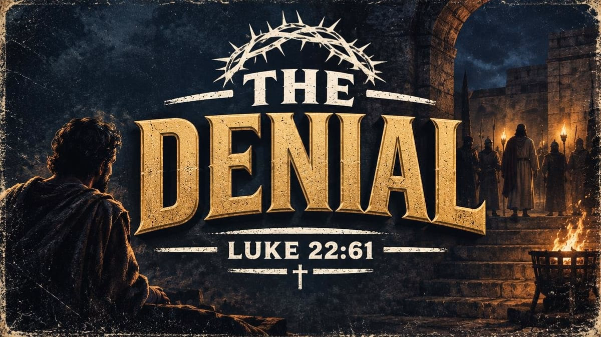 The Denial sermon graphic blending Stamped and Vintage Block