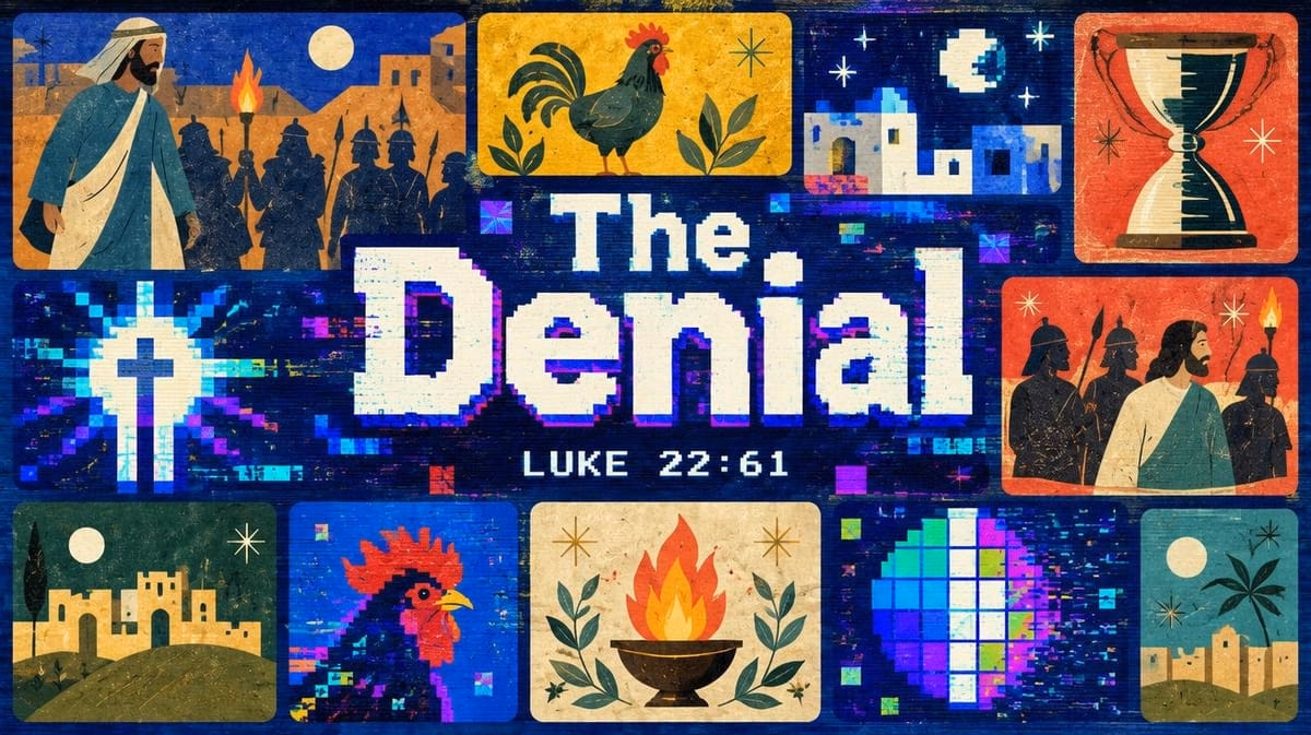 The Denial sermon graphic blending Storyboard and Primitive Signal