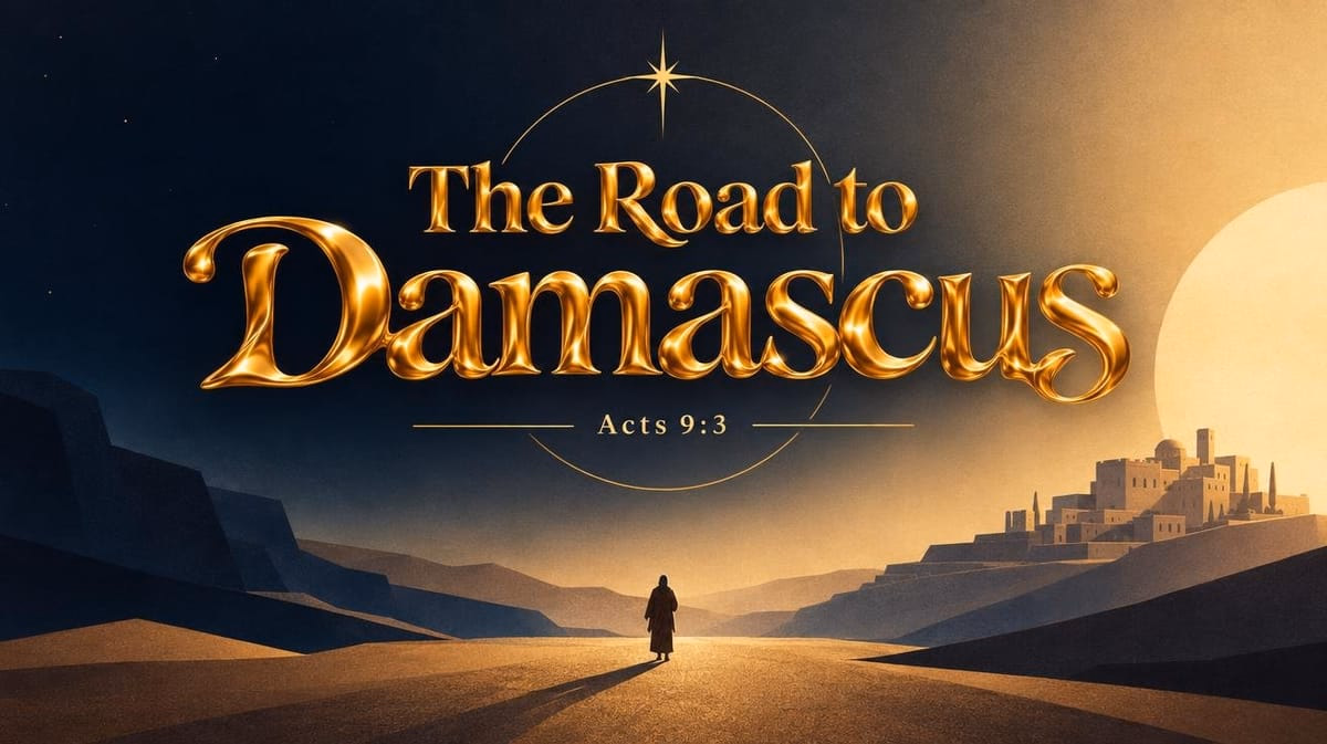 The Road to Damascus sermon graphic blending Liquid Gold and Infinite Space